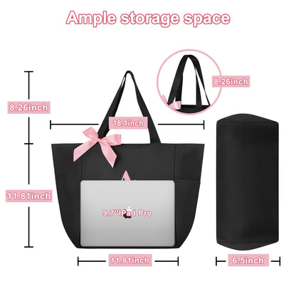 Vavabox A-Z Initial Personalized Tote Bag,Waterproof Gifts for Women, Bridesmaids,Mom,Teachers,Friends (S, Black)