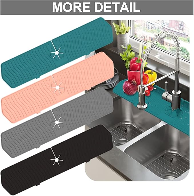 2 Pack Kitchen Faucet Sink Splash Guard, Sink Draining Pad Behind Faucet