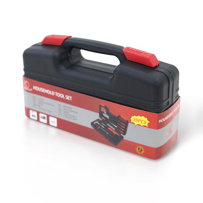 Hantinstom 39-Piece Household Tools Kit Essential Home Repair Set with Plastic Toolbox Ideal for College Students, Home Use & More