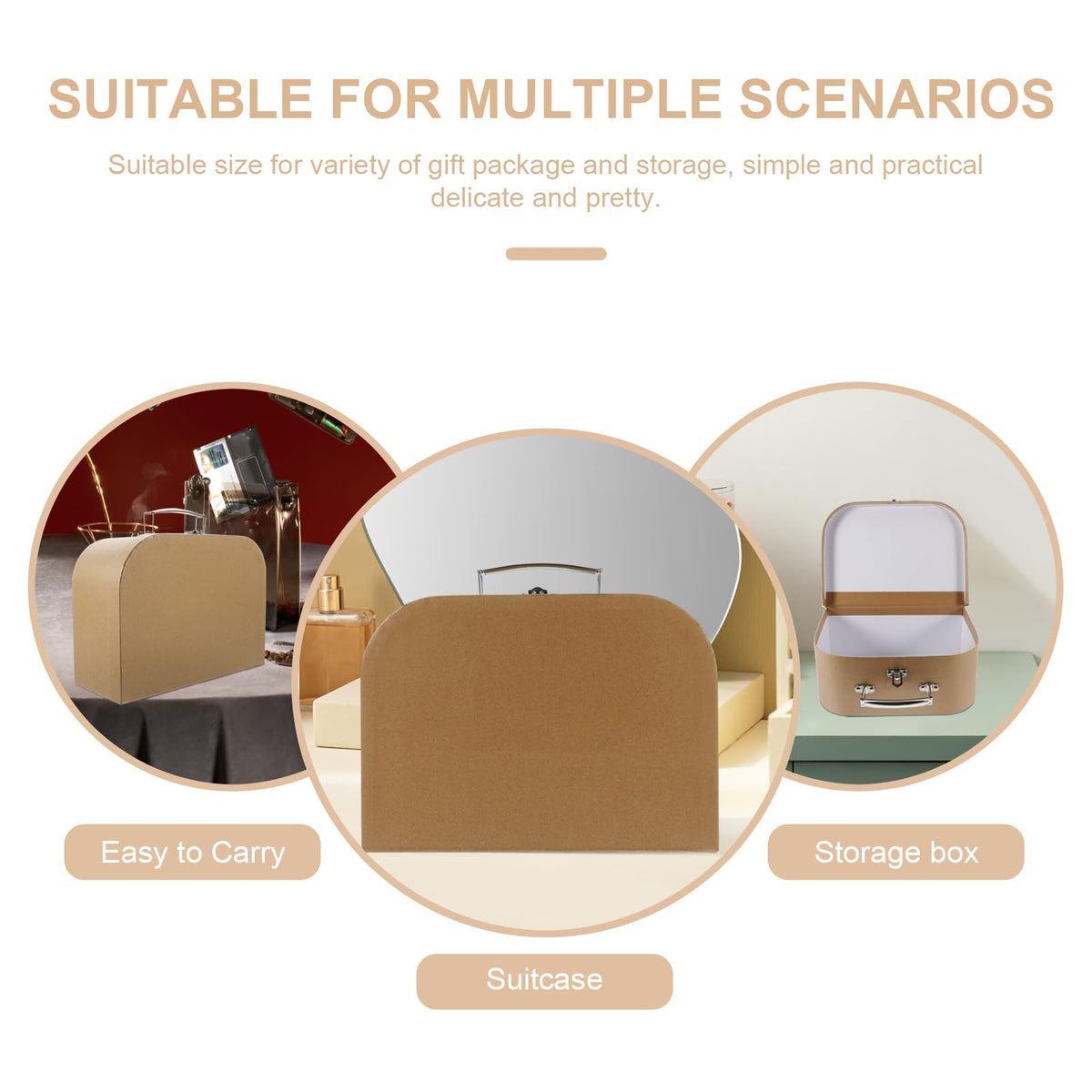 VILLCASE Cardboard Suitcase Box with Handle - Decorative Thickened Paperboard Storage Box for Crafting Organizing and Gifting Jewelry, Stationery, Wedding Party Favors 10x7.5x3.9 inch