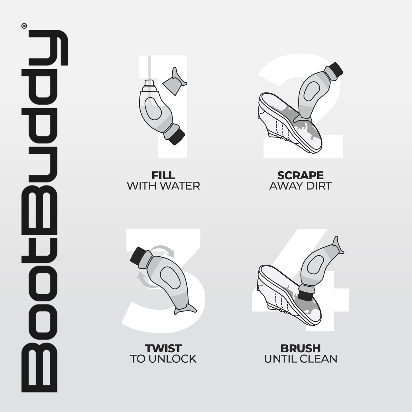 BootBuddy Shoe & Boot Cleaner Brush – Footwear Cleaning Kit for Hiking Boots, Golf Shoes, Football Boots, Running Shoes & Wellies – Cleans Mud, Dirt & Stains in Minutes – As Seen on Dragons’ Den
