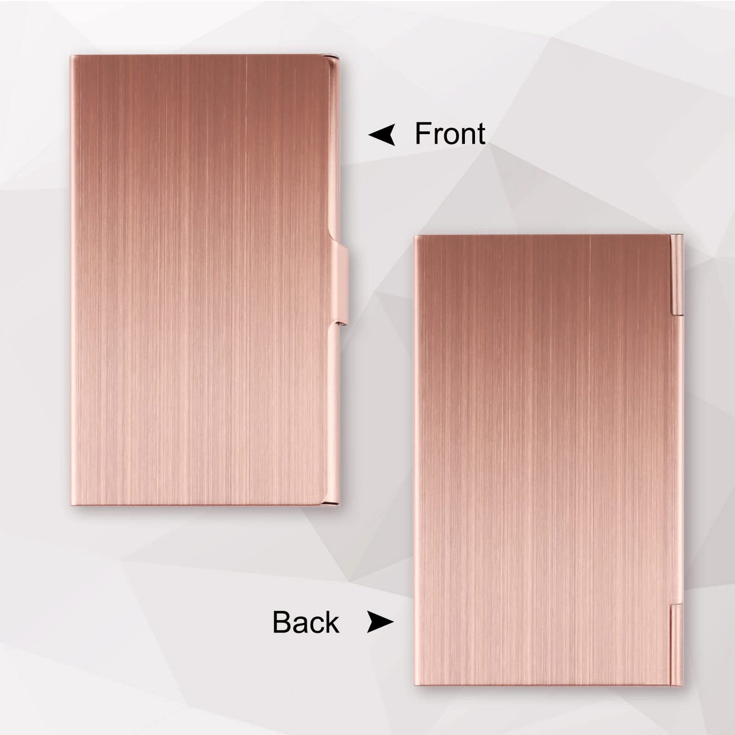 DMFLY Business Card Holder, Slim Business Card Case for Men & Women, Pocket Metal Card Case, Professional Stainless Steel Business Card Holders, Buckle Style Shut, 1PCS Rose Gold and 1PCS Silver