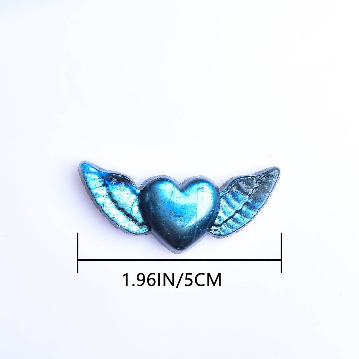 WUYOUSHI Natural Labradorite Crystal Love Wings Statue 1.96" Carved Healing Crystal Gemstone Carving Stone Festive Day Decoration Reiki Energy Meditation Healing Home Ornament DIY