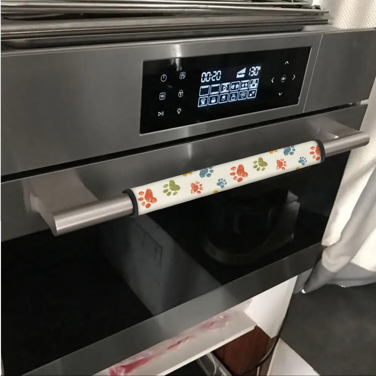 Hwzdsyxl Colorful Paw Pattern Fridge Door Handle Covers Kitchen Appliance Protective Gloves 6 PCS Anti-Scratch Refrigerator Handle Cover Keep Off Fingerprints Oil Stains Food Spot