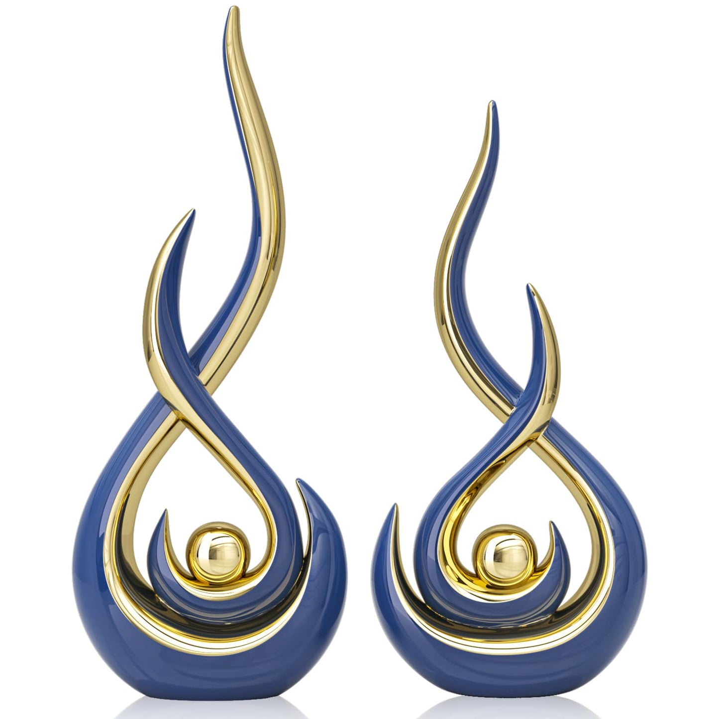 Navy Modern Abstract Art Home Decor Accent,Contemporary Statues Coffee Table Decor for Living Room,Table Centerpieces for Dining Room,Ceramic Sculptures Knick Knacks for TV Stand Show Piece (Blue)