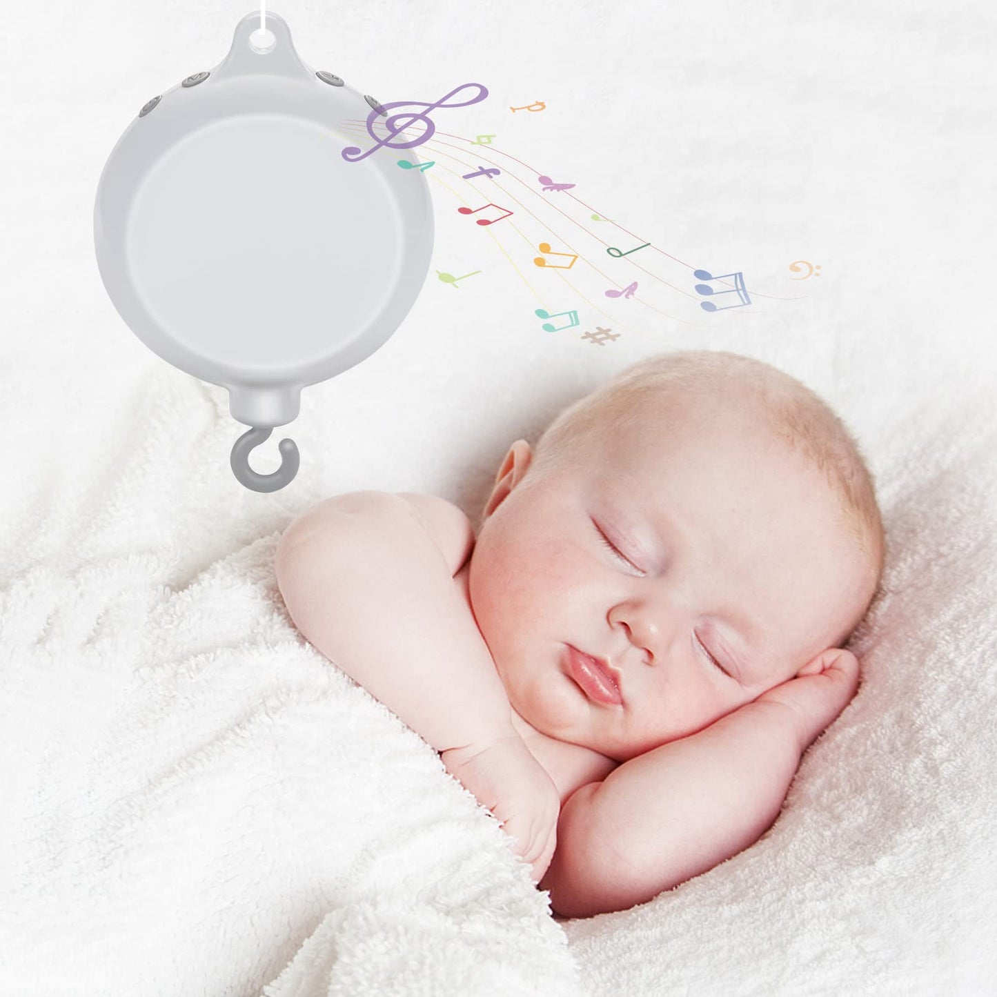 FITNATE Baby Bedding Rotating Musical Box Mobile Music Box Toy Plays 35Tunes(without Brackets or Toys),Battery-operated with Free 3 stickers, 128M Micro SD Card&USB Cable for data transmission