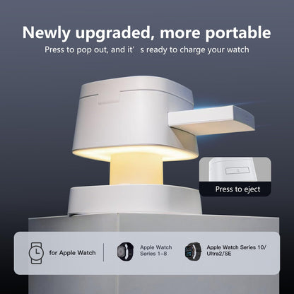 【2026 Upgraded】4 in 1 Wireless Charger, 3 in 1 Wireless Charging Station with Night Light for MagSafe Charger, 15W Magnetic Travel Stand for iPhone17/Air/Pro/Max/16/15/14/13/12, Apple iWatch, Airpods