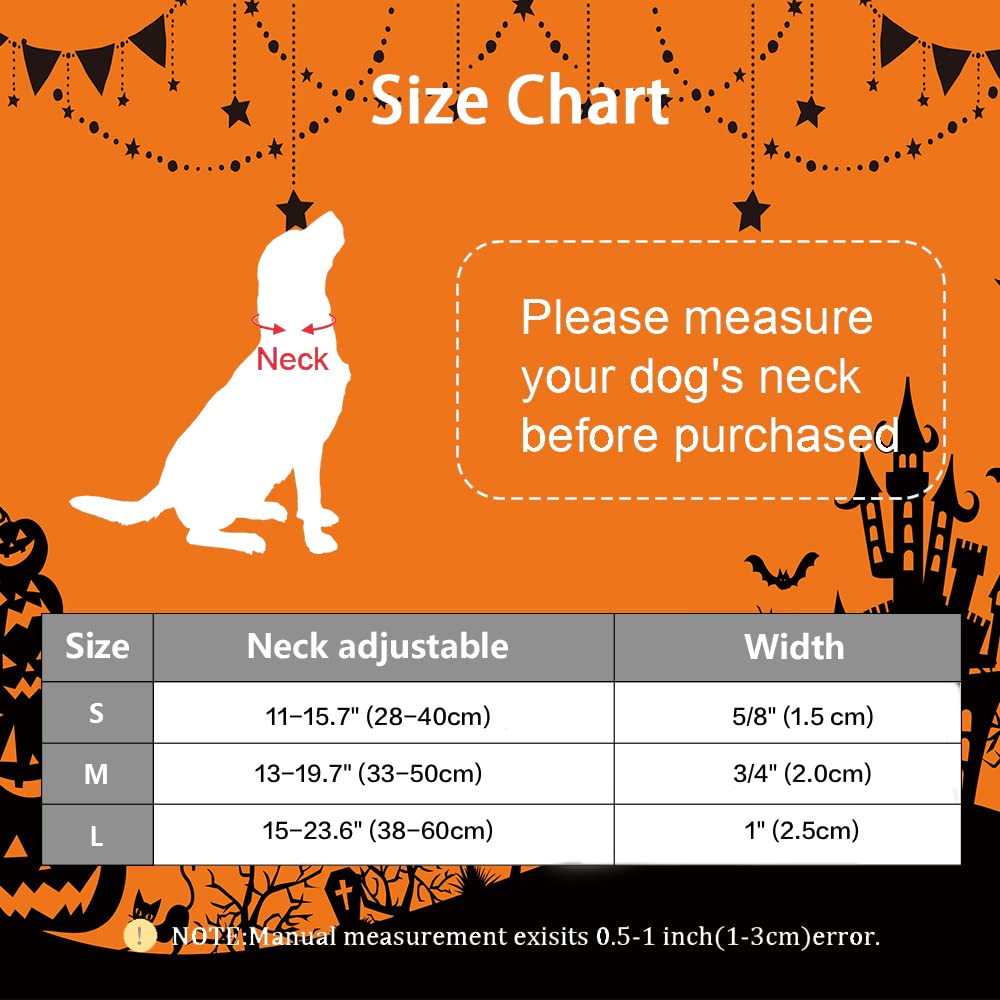TDTOK Halloween Dog Collar, Soft Comfy Halloween Themed Pet Collar with Spooky Ghost Skull Bat Cat Witch Tree Hat Pumpkin Pattern for Small Medium Large Dogs (1 PCS)