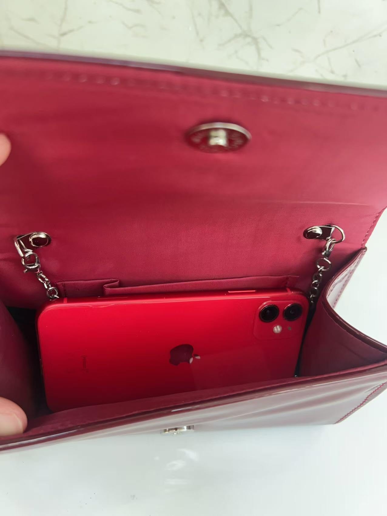 LeahWard Women's Patent Flap Clutch Bag Purses Party Evening Bags Handbag 250 (Burgundy Short)