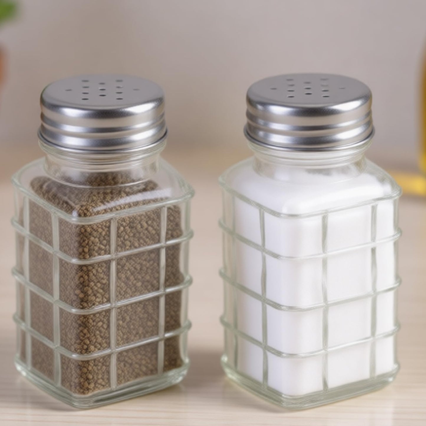 2Pcs Square Glass Condiment Jars for Cooking Baking Seasonings Organization Practical Salts Peppers Shaker Clear Seasoning Bottles