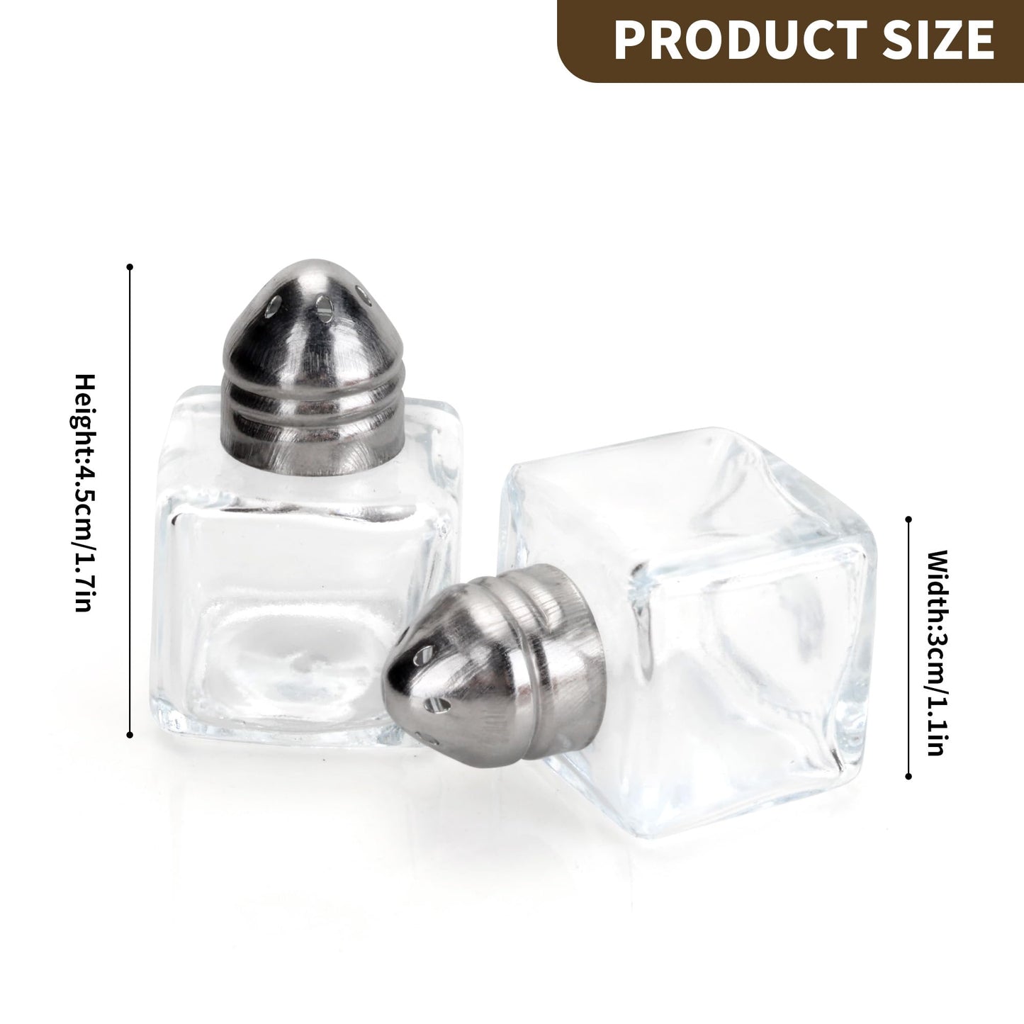 Axigundaone 30 Pcs Mini Salt and Pepper Shakers, 0.5 Oz Small Glass Cube Pepper Shaker with two funnels, Mini Glass Salt Shaker for Household Kitchen