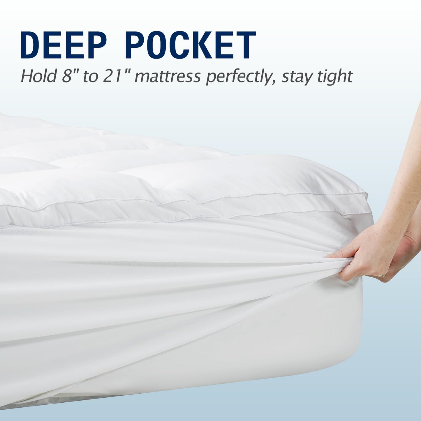 SOPAT Queen Size Mattress Topper, Extra Thick Pillow Top, Soft Down Alternative Fill, Deep Pocket Mattress Pad, 60x80 in, White, Machine Washable