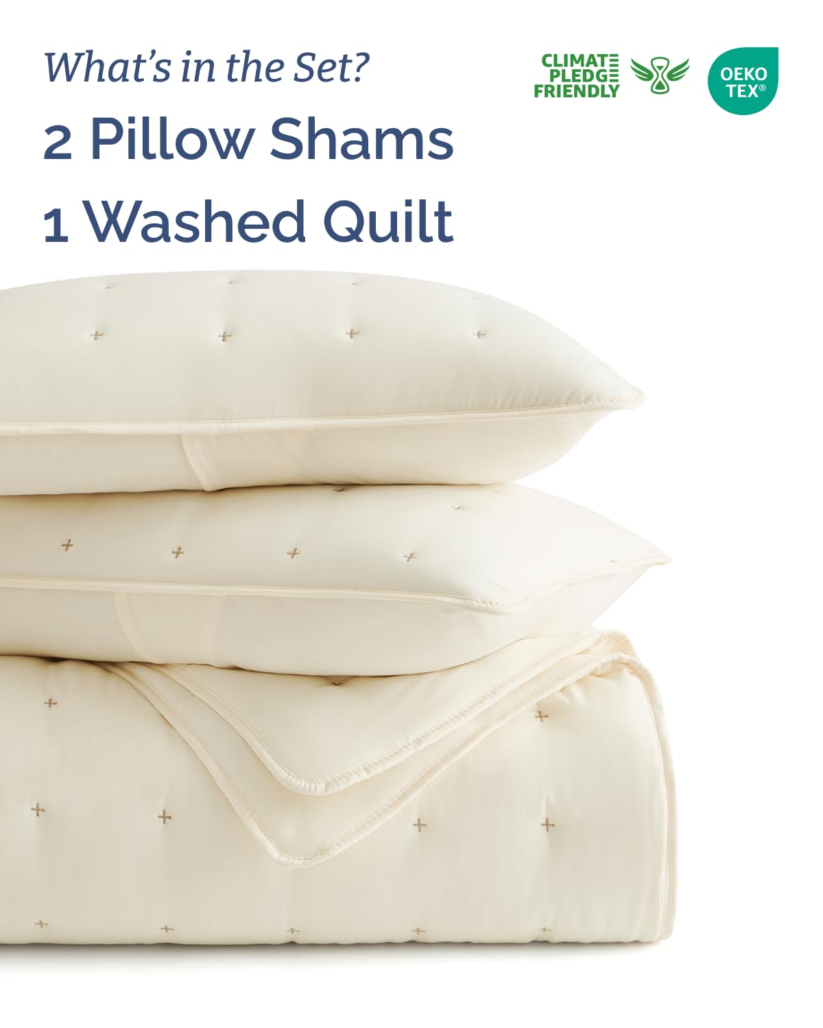 Quilts Full Size - Bedspread for Full Size - Lightweight Comforter Set - Quilt Bedding Set for All-Seasons - Ultra Soft, Breathable & Comfy - Summer Coverlet with 2 Pillow Shams - 80" x 80", Cream