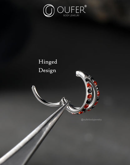 OUFER 20G Halloween Nose Rings, 316L Surgical Steel Double Hoop Nose Rings for Women, Orange and Black Crystal Hoop, 8MM Body Piercing Jewelry for Halloween