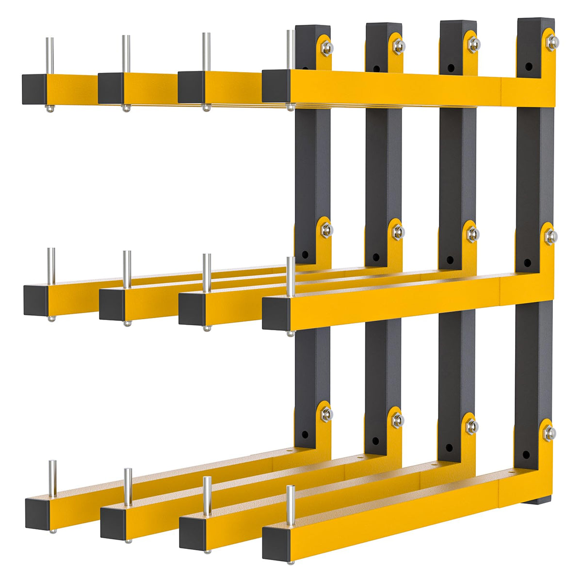 4 PACK Lumber Storage Rack Wall Mount Wood Organizer Storage Racks Heavy Duty Shelf Brackets with 6-Level System 720 LB Sturdy Folding Garage Wall Shelving, Snowboard Rack for Indoor and Outdoor