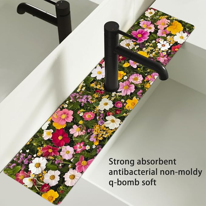Bimkole 1 PCS Faucet Absorbent Mat, Kitchen Faucet Sink Splash Guard Wraparound