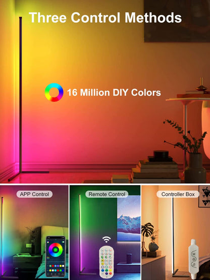 DeeprBling Smart LED Floor Lamp, 165cm, 16 Million Colour Changing Standing RGB Corner Light with Music Sync, Remote & App Control, DIY Mode & Timing, Modern Mood Lighting for Living Room
