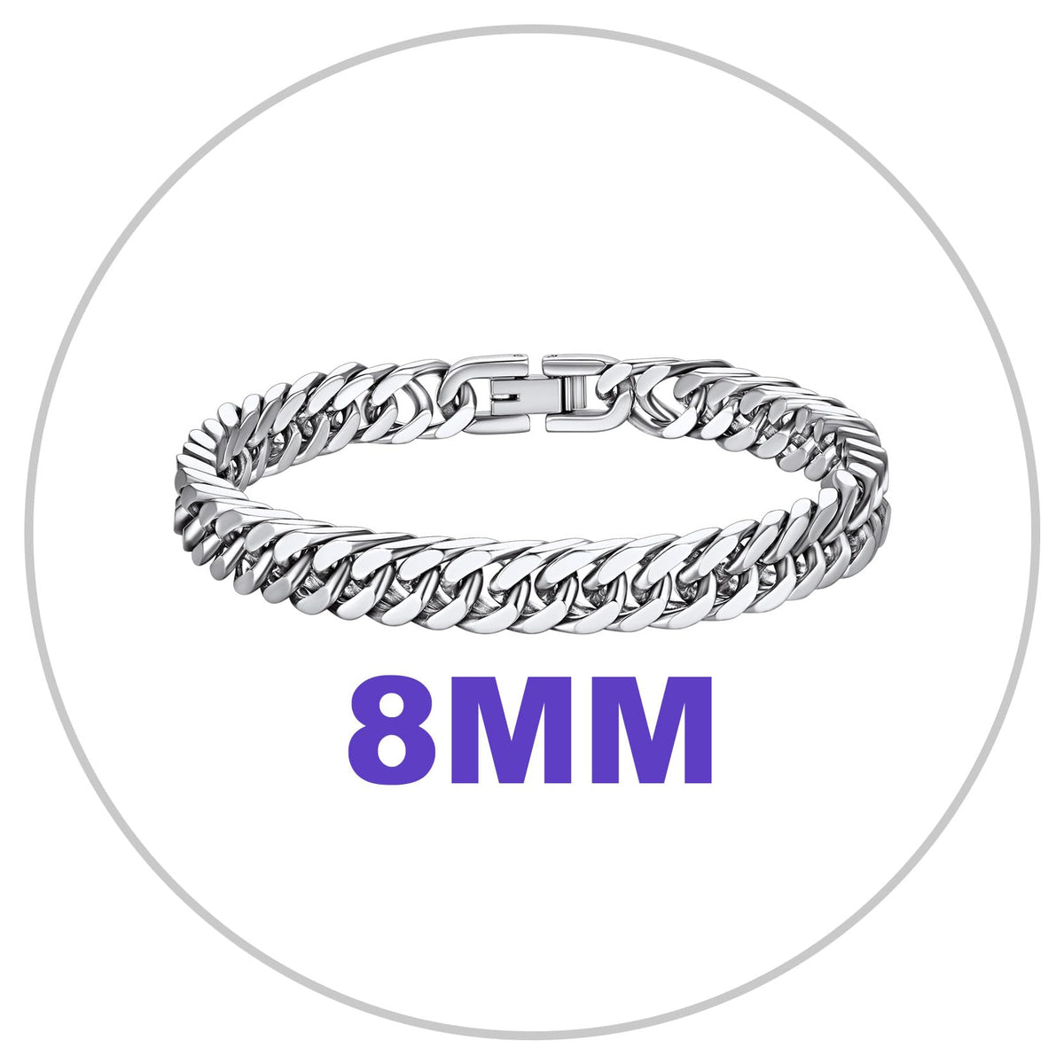 Richsteel Stainless Steel Bracelet for Men 8mm Wide Cuban Link Chain Bracelets 8.2 Inch