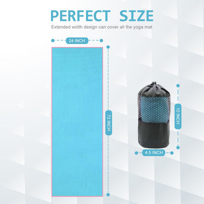 Eunzel Hot Yoga Towel - Microfiber Non Slip Yoga Mat Towel with Grip Dot Sweat Absorbent Towel for Hot Yoga, Pilates and Fitness 72" x 24", Dark Cyan/Orange