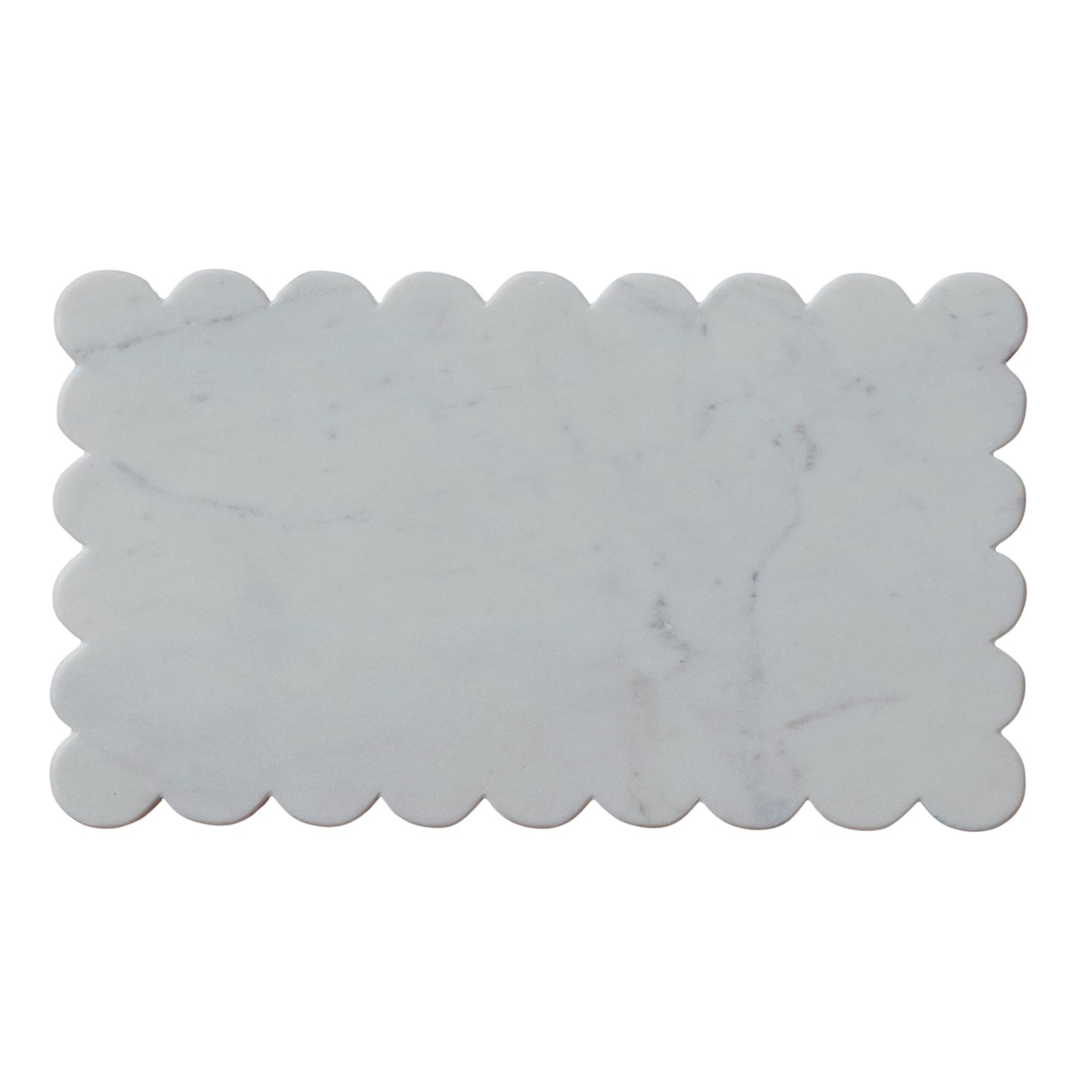 Creative Co-Op Marble Cheese Board with Scalloped Edge, White