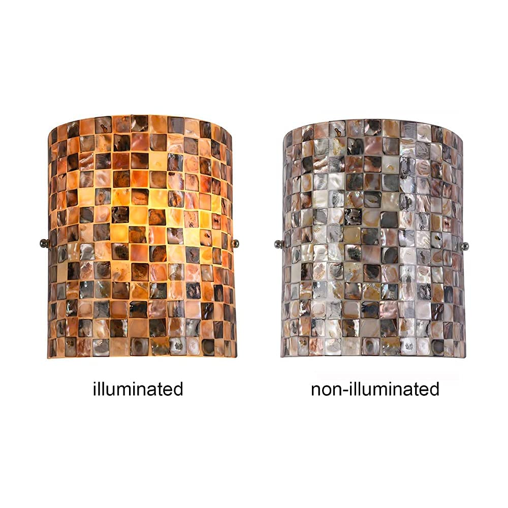 ARTZONE Tiffany Style Wall Sconces, Natural Shell Lampshade Mosaic Wall Light for Bedroom, Stairway, Corridor