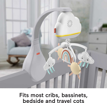 Fisher-Price Baby Toy Rainbow Showers Bassinet Mobile to Bedside Sound Machine with Music & Night Light for Newborn to Toddler Ages 0+ Months, HBP40
