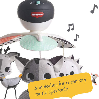 Tiny Love Take Along Mobile, 3-in-1 Baby Mobile for Cot, 0+ Months, Portable Music Mobile for Pram, Multi-Use with 3 Connectors, 5 Melodies, 30 Minutes of Continuous Music, Magical Tales