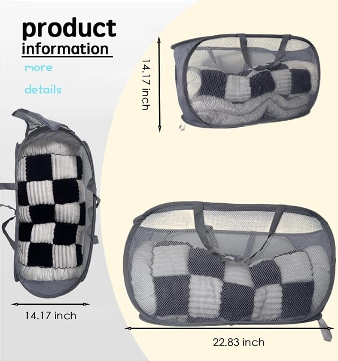 1 Pack Collapsible Laundry Baskets Popup Mesh Laundry Basket Durable Handles