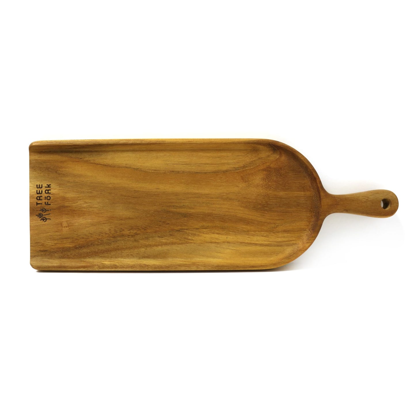 TREE FORK Handmade Teak Wood Decorative Wooden Serving Board Platter Tray Plate, FSC Certified 100% Hand Carved No Glue One Piece, Cheese Charcuterie Tapas Sushi Sashimi Appetizer Baord, Small
