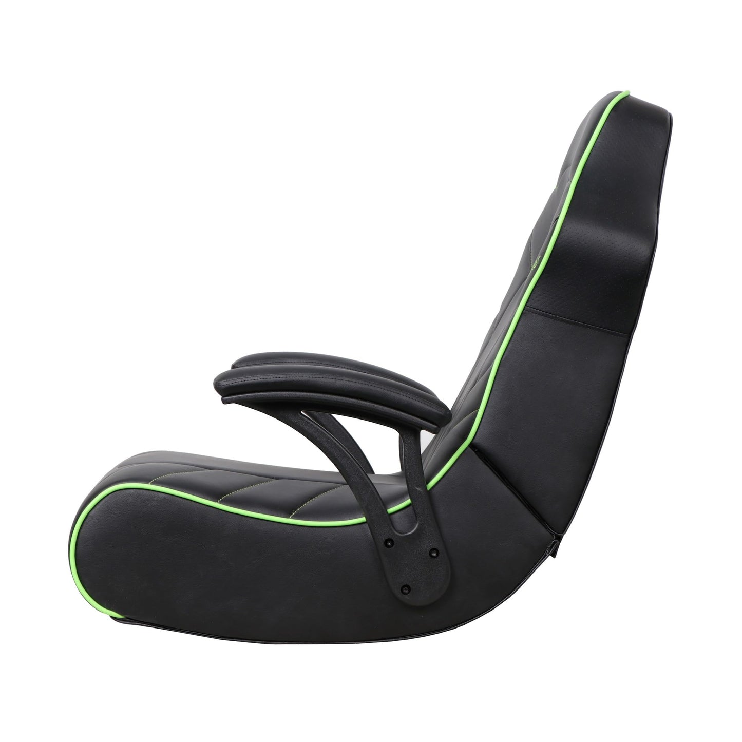 X Rocker Limewire Video Gaming Floor Chair with Armrests, Built-In Audio via Wireless Bluetooth, Foldable, Vegan Leather, 300 lbs Max, Amazon Exclusive, Black with Green