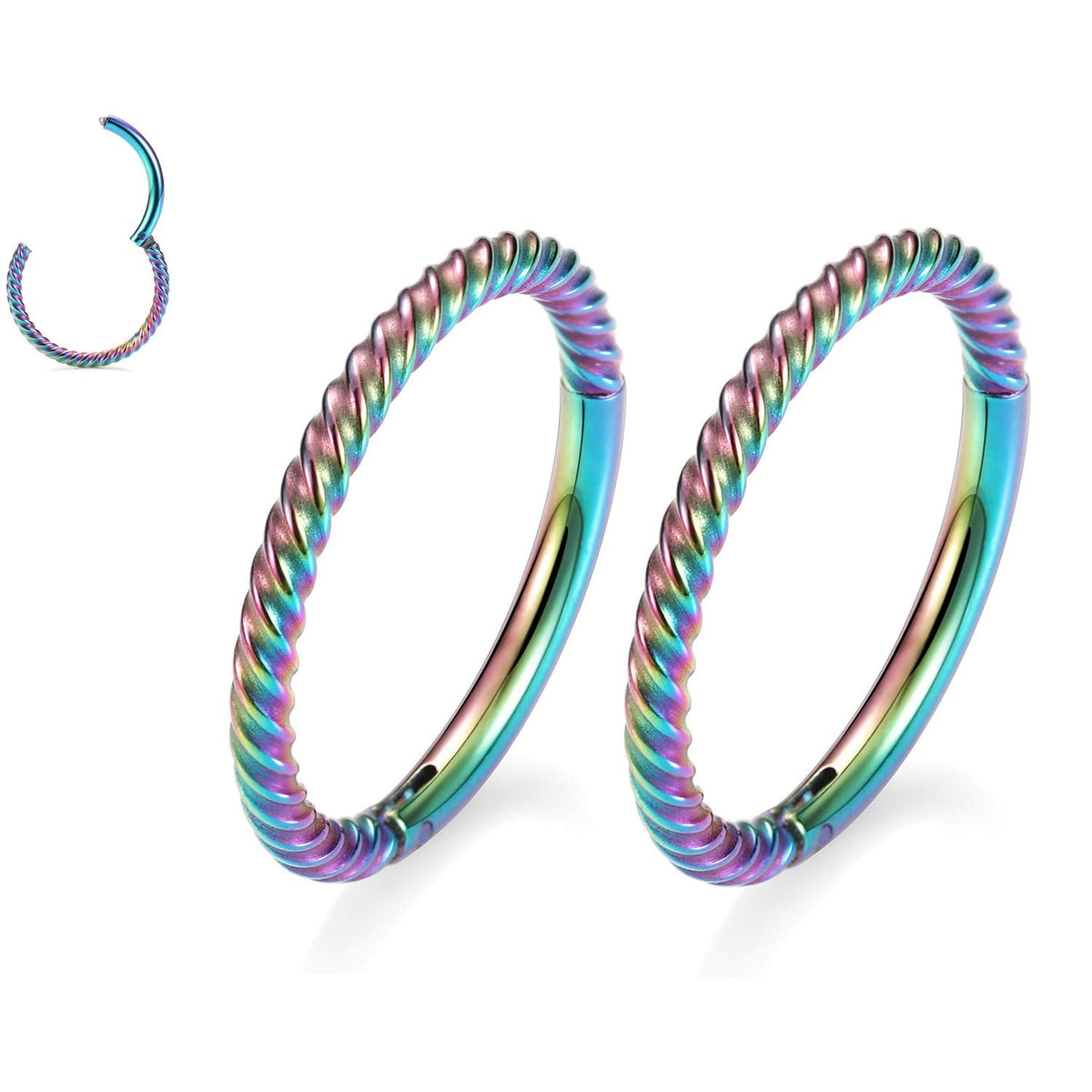 8mm Septum Ring Septum Jewelry Seamless Septum Clicker Nose Rings 18 Gauge Nose Ring Hoop 18g Rainbow Cartilage Earring Lip Rings Nose Hoop Surgical Steel Helix Earrings Nose Piercing Jewelry