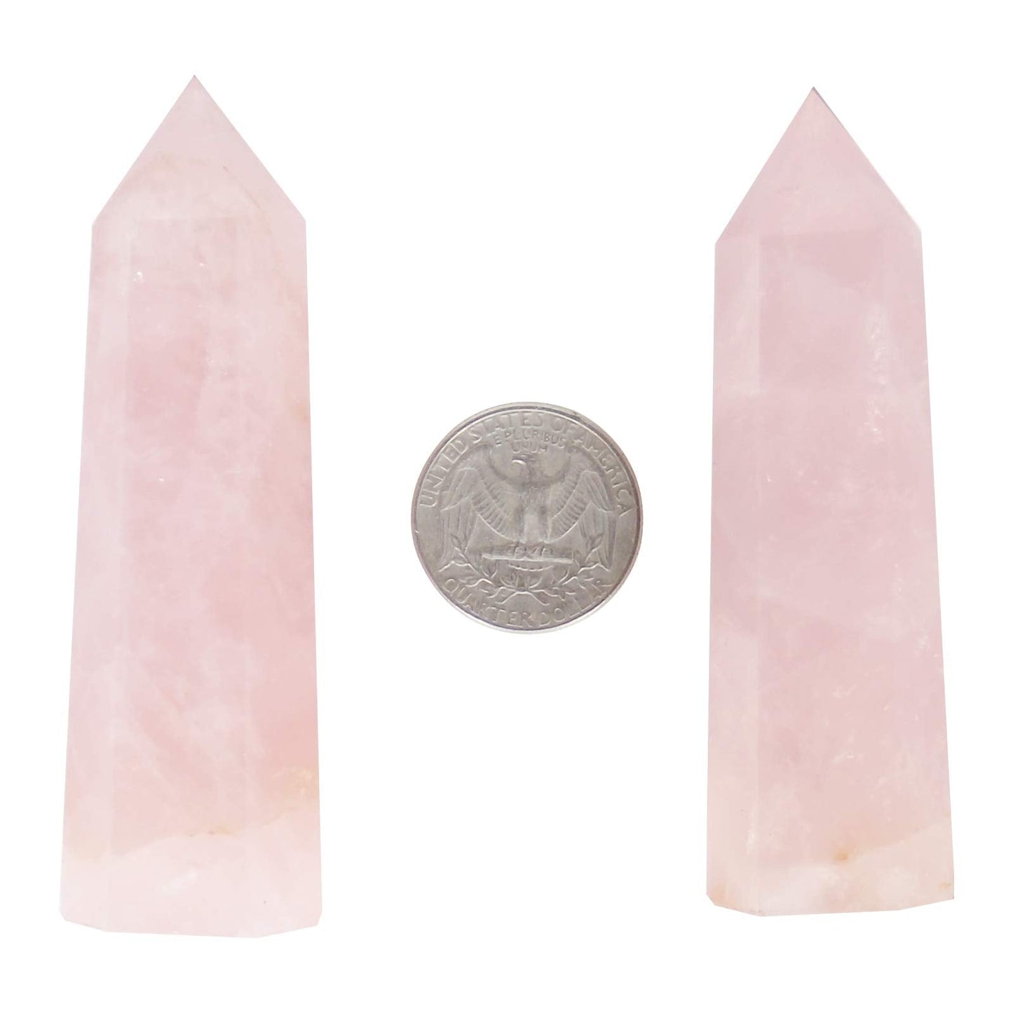 3.1''-3.5'' Rose Quartz Crystal Wand 2 PCS, Rose Quartz Crystal and Healing Stones, Gift Box Packaging