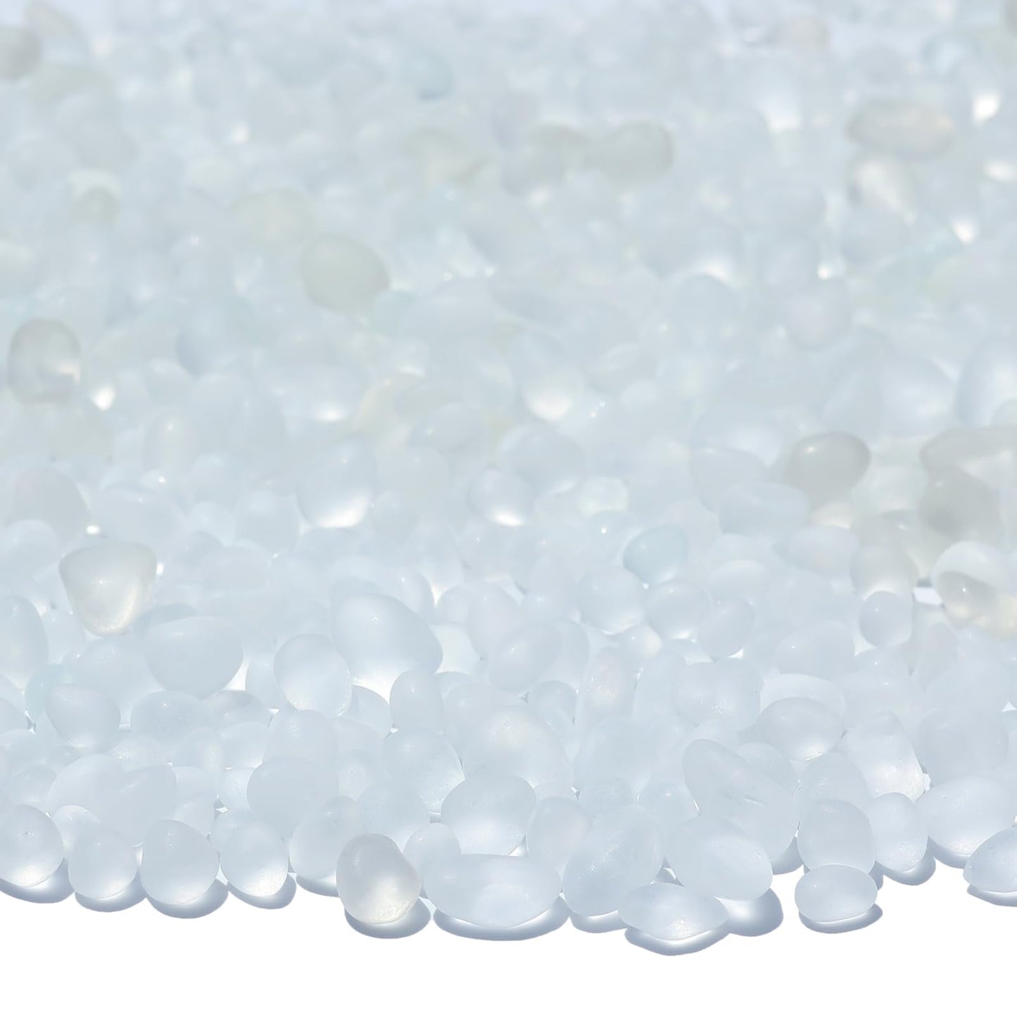 QYGL Sea Glass Stones - 2.9LB/46.4oz White Frosted Glass Pebbles Gemstones - Perfect for Aquarium Rocks, Fish Tank Gravel, Vase Fillers, Seaglass DIY Crafts, and Home Decor