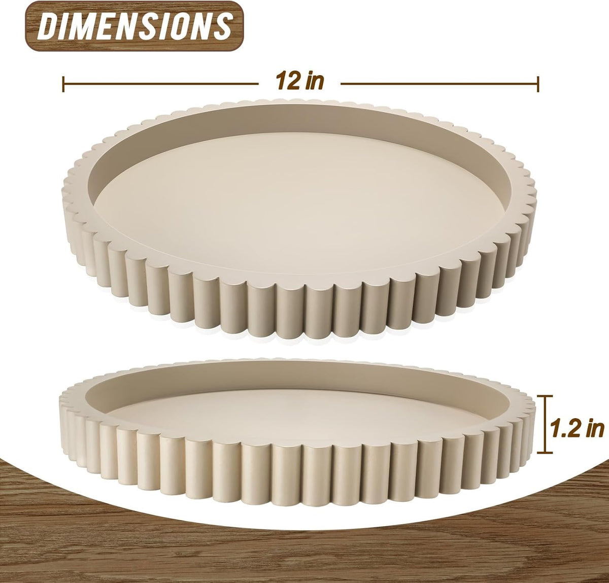Handmade 12in Decorative Tray for Coffee Table Tray Decor, Gray Wooden Decorative Round Tray for for Coffee Table, Dining Room Table Entryway and Living Room Table