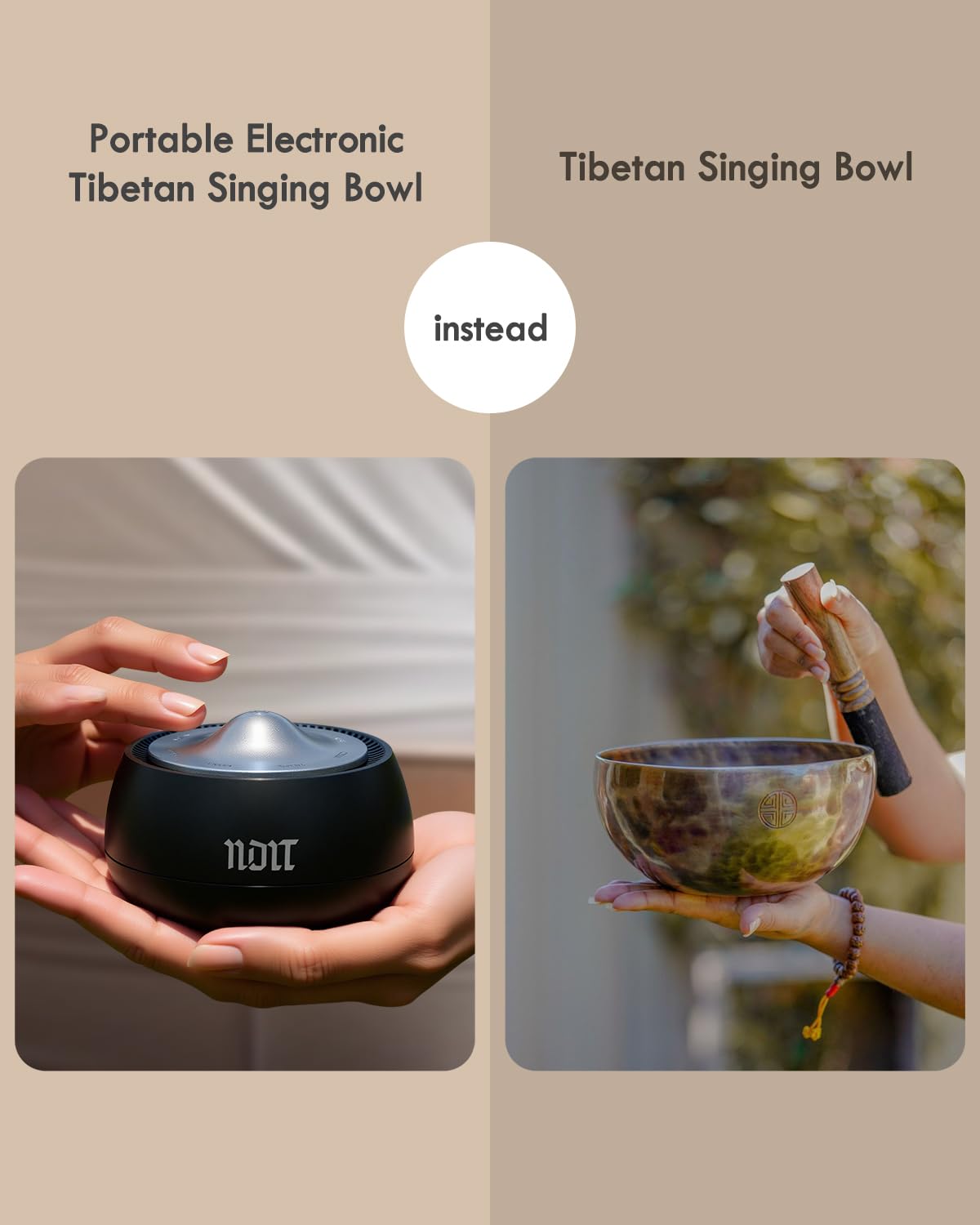 Portable Electronic Tibetan Singing Bowl, 8 Healing Frequencies (369-963Hz), Auto/Manual Mode, Vibration & Timer - USB-C Rechargeable Meditation Device for Yoga, Relaxation, Reiki, Best Gift Choice