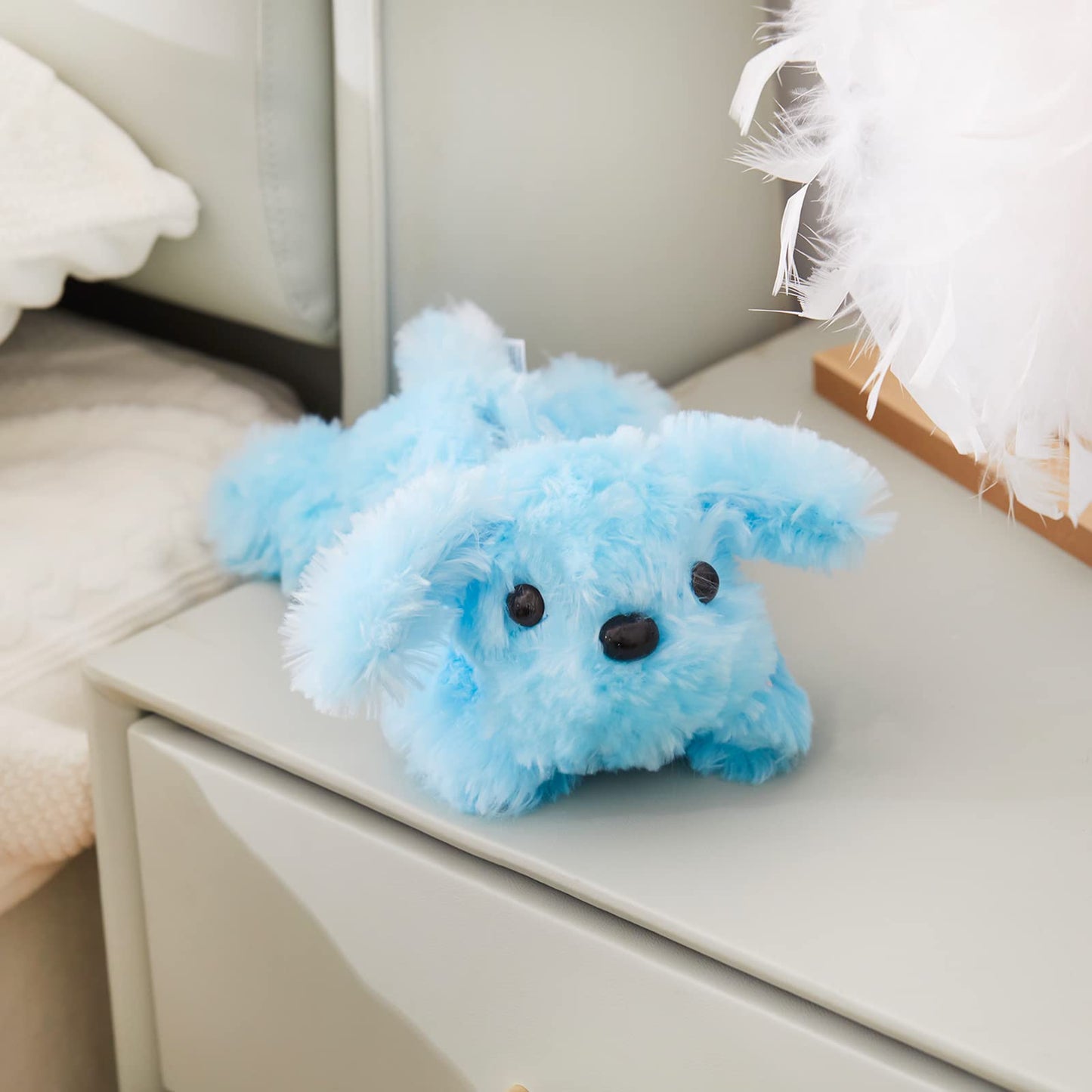 WEWILL 10'' Light up Blue Puppy Dog LED Stuffed Animal with Colorful Night Light Glow Soft Plush Toy Gifts for Kids on Christmas Birthday
