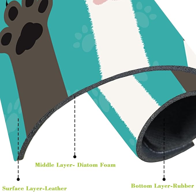 Sink Splash Guard Faucet Mat Cat Paws and Footprints Absorbent Fast Drying Mat