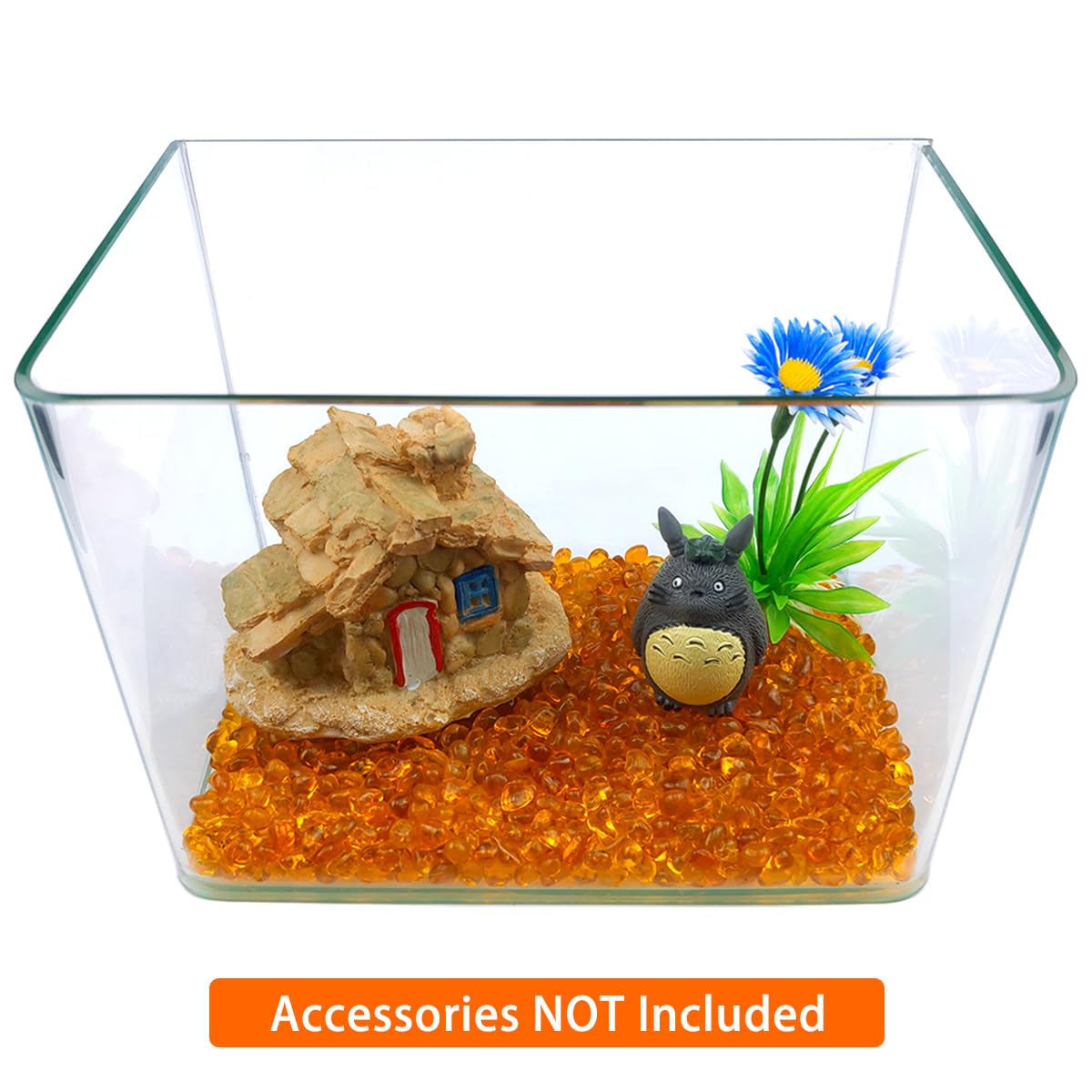 Glass Stones, 1Lb/460g Irregular Sea Glass Pebbles Non-Toxic Artificial Crystal Stones for Vase Filler/Aquarium Decoration/Gems Displaying/Wishing Bottle Making, Orange