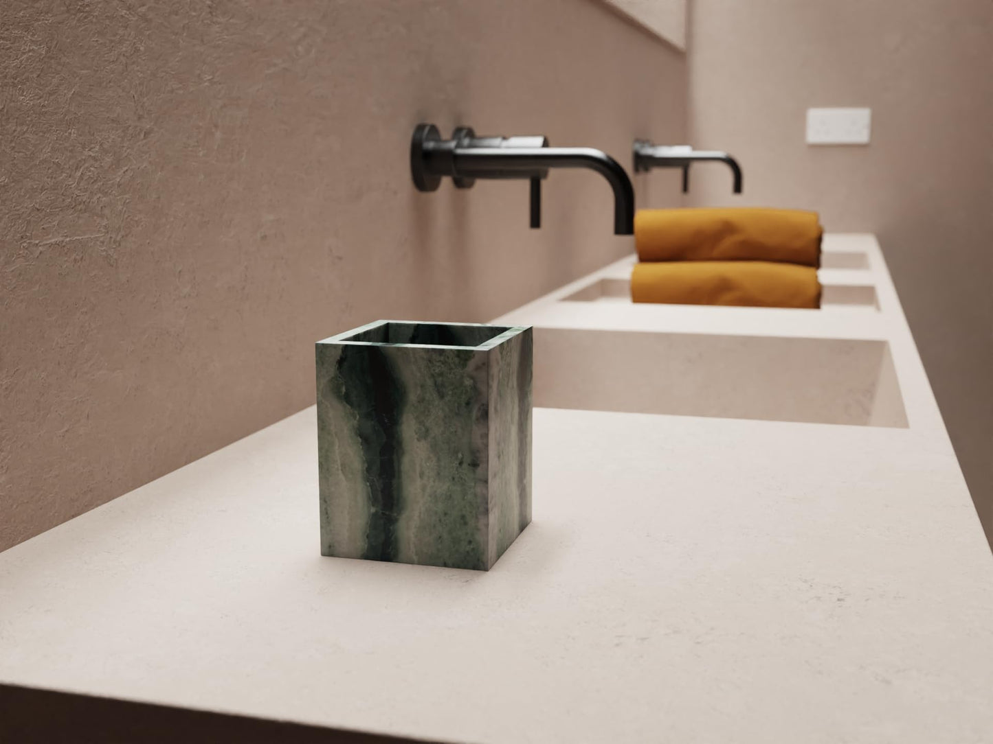 Marble Toothbrush Holder – 4.1" Genuine Stone Bathroom Cup for Makeup Brushes, Pens & Utensils | Natural Marble Organizer for Vanity, Countertop & Home Décor (Victoria Green)