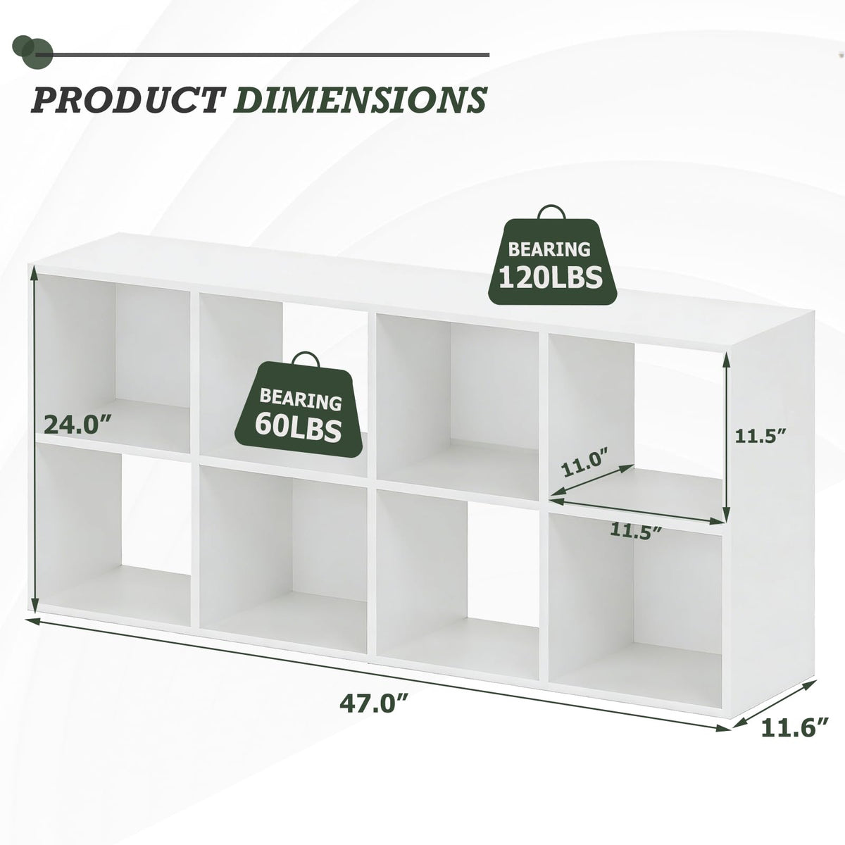 SageNest 8-Cube Storage Organizer Shelf, Open Cube Bookshelf, Reversible Bookcase, Sturdy Modern Storage for Home Office, Bedroom, Living Room, White