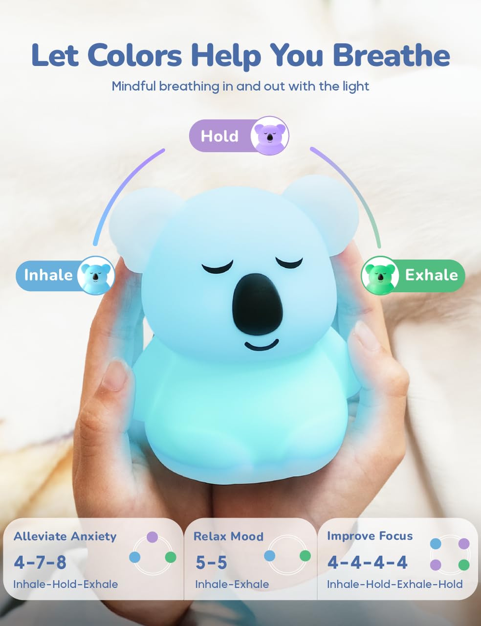 Mini Breathing Pal 'Kyle' - Mindfulness Breathing Light, Guided Visual Meditation Breathing Light, Anxiety Relief Items for Calm Down Corner/Meditation/Sleep Aid for Adult/Kid
