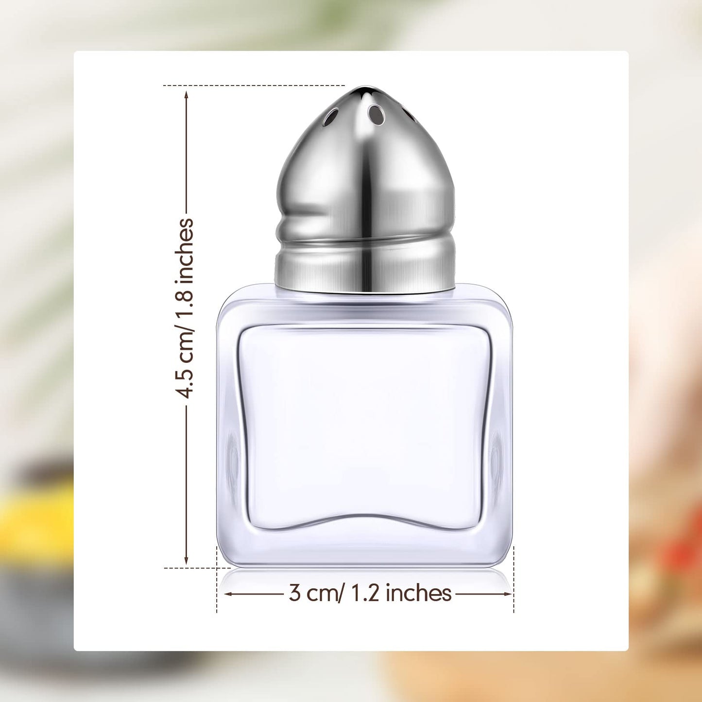 Potchen 50 Set Mini Salt and Pepper Shakers Small Salt and Pepper Shakers Bulk Clear Glass Individual Tiny Spice Seasoning Holders for Home Restaurant Kitchen Table Wedding Party Supplies(Silver)