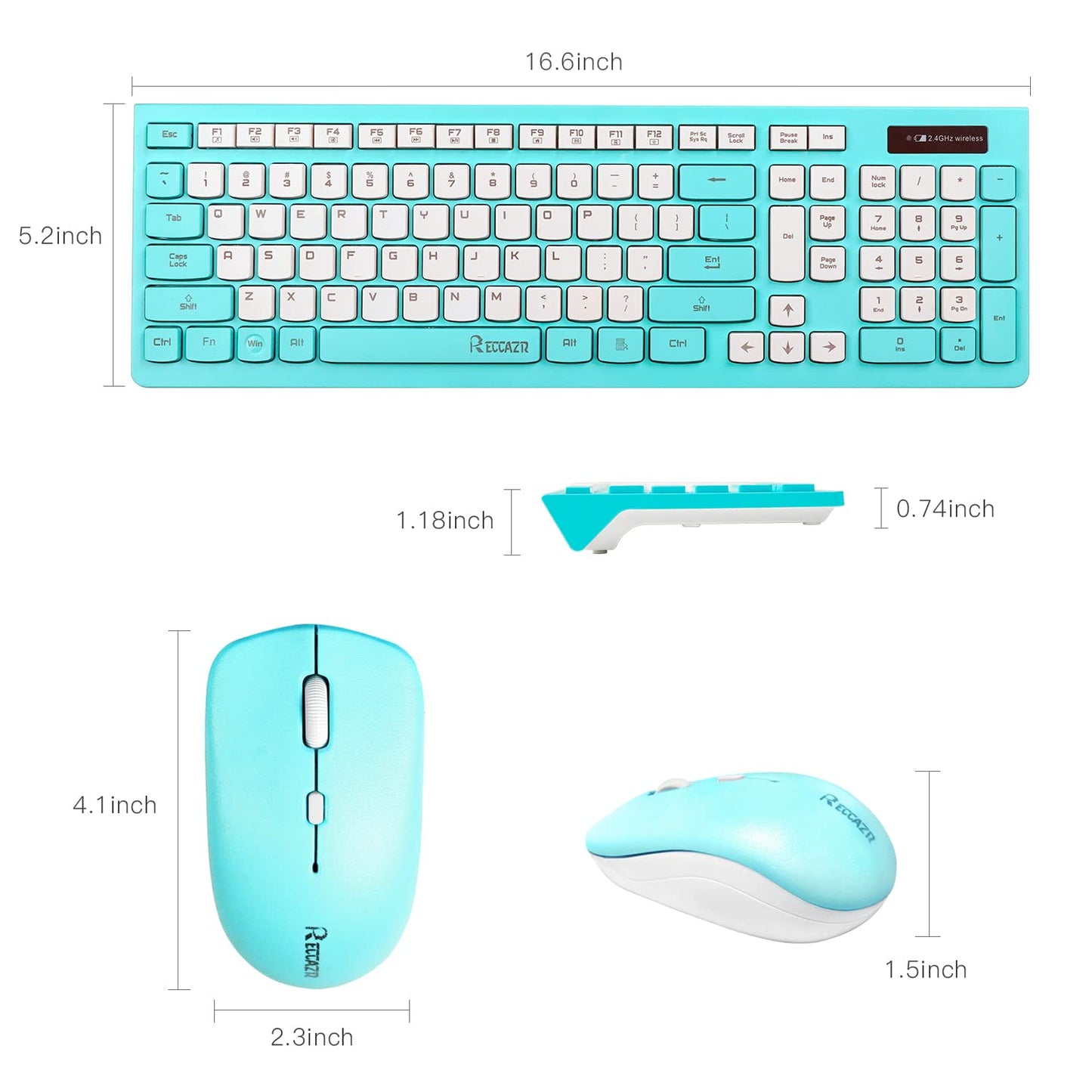 Wireless Keyboard and Mouse Combo, Full-Sized Wireless Keyboard and Adjustable DPI Mouse, 2.4GHz USB Receiver, Silent Keyboard and Mouse for PC, Windows, MAC, Desktop, Laptop(Purple)