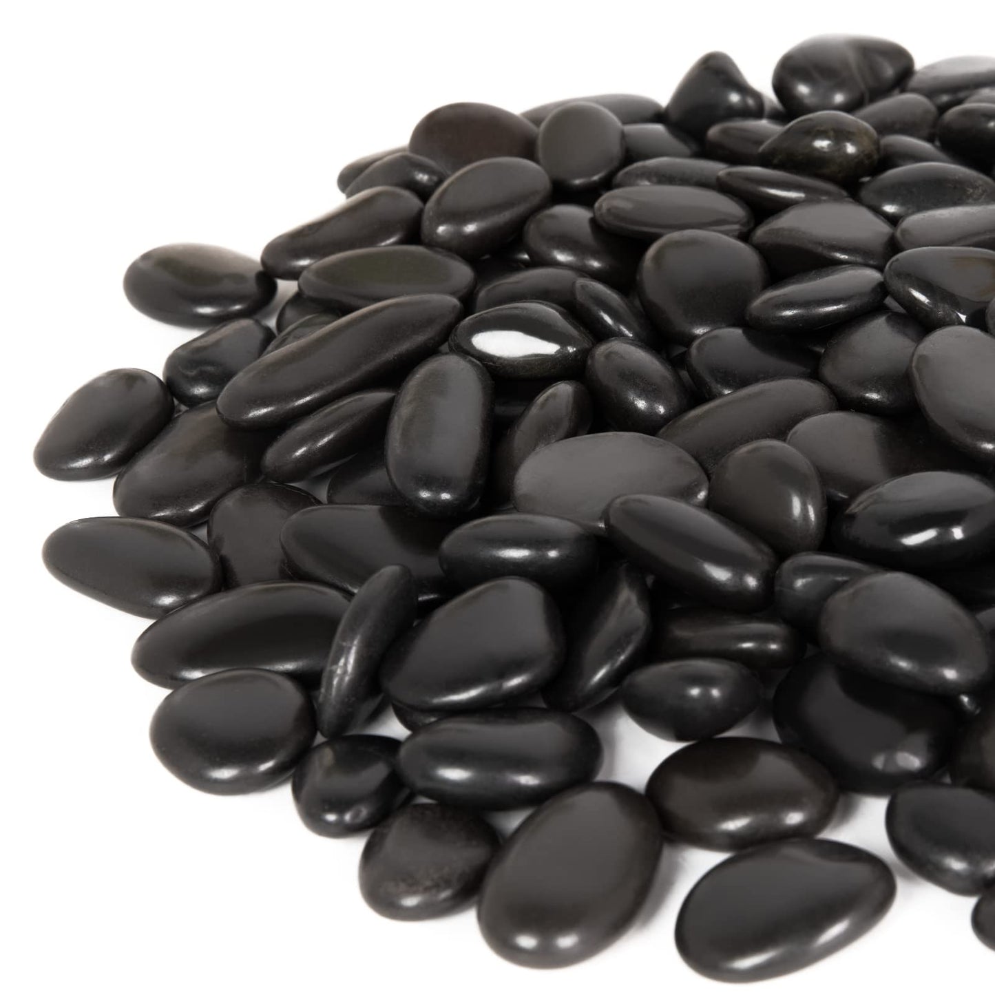 GASPRO 15 lb Black River Rocks for Landscaping, Polished Black Pebbles for Potted Plants & Vases, Large 1-2 Inch Decorative Stones for Garden Beds, Planters & Aquariums Decor