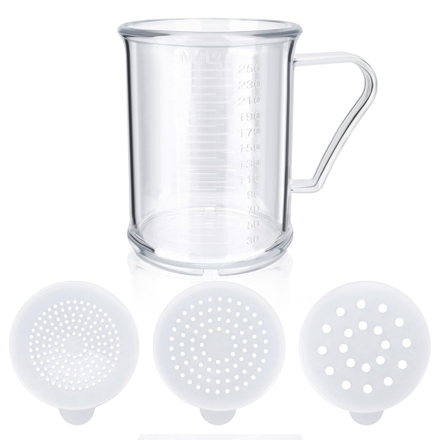 22513 Plastic Dredge Shaker with 3 Snap-on Lids, 10 oz Seasoning Sugar Spice Dispenser