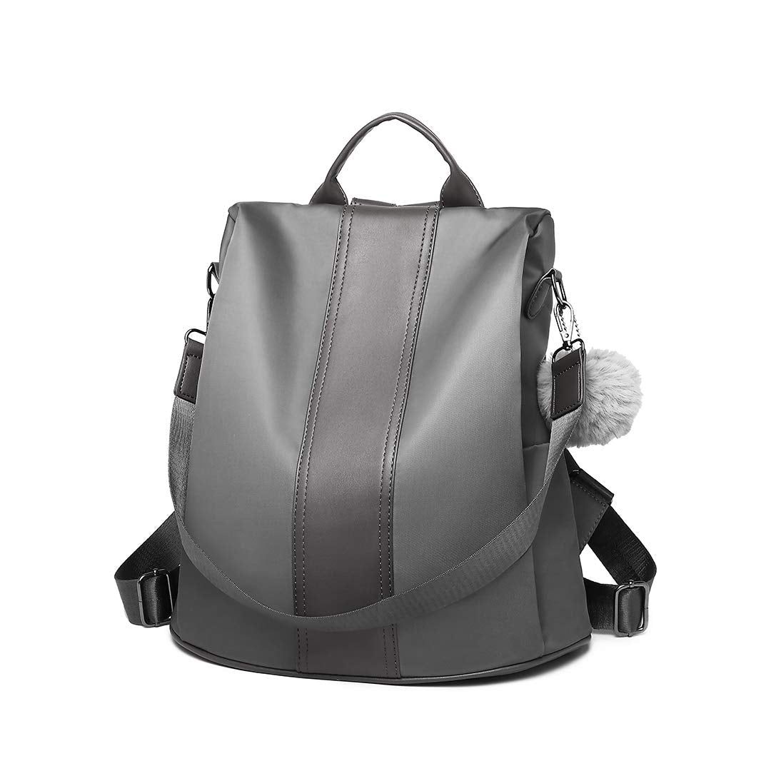Miss Lulu Women Backpack Leisure Ladies Rucksack Water-Resistant Nylon School Bags Anti-Theft Daypack Shoulder Bag (grey)