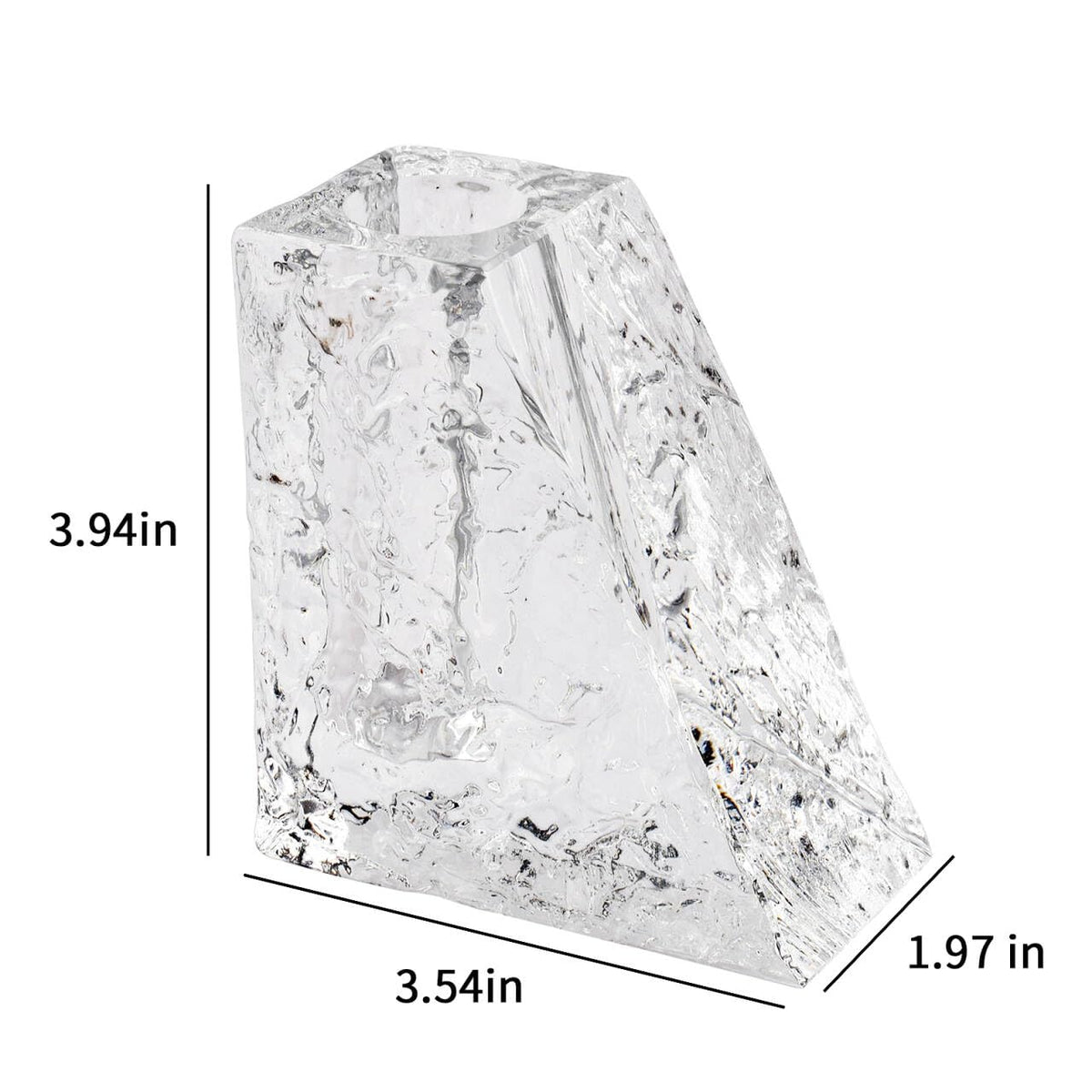 Marvala Crystal Flower Vase with Glacial Texture, Clear, Handcrafted Centerpiece for Wedding, Home Decor, Table Display