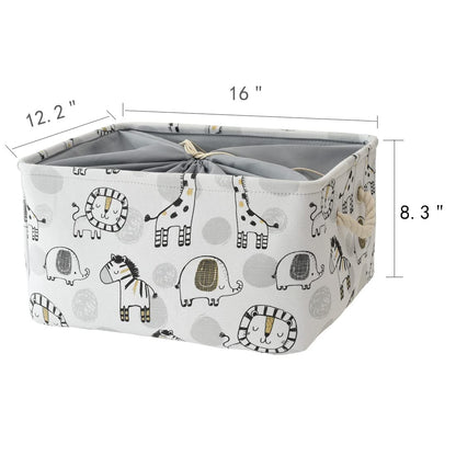 INough Toy Baskets Toys Organizer Kids Storage Basket, Baby Room Decor Giraffe Laundry Baskets with Drawstring Mothers Day Gifts Basket for Kid's Room (Giraffe, Large)