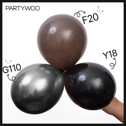 PartyWoo Black Balloons, 100 pcs Matte Black Different Sizes Pack of 36 Inch 18 Inch 12 Inch 10 Inch 5 Inch Black for Balloon Garland or Balloon Arch as Party Decorations, Black-Y18