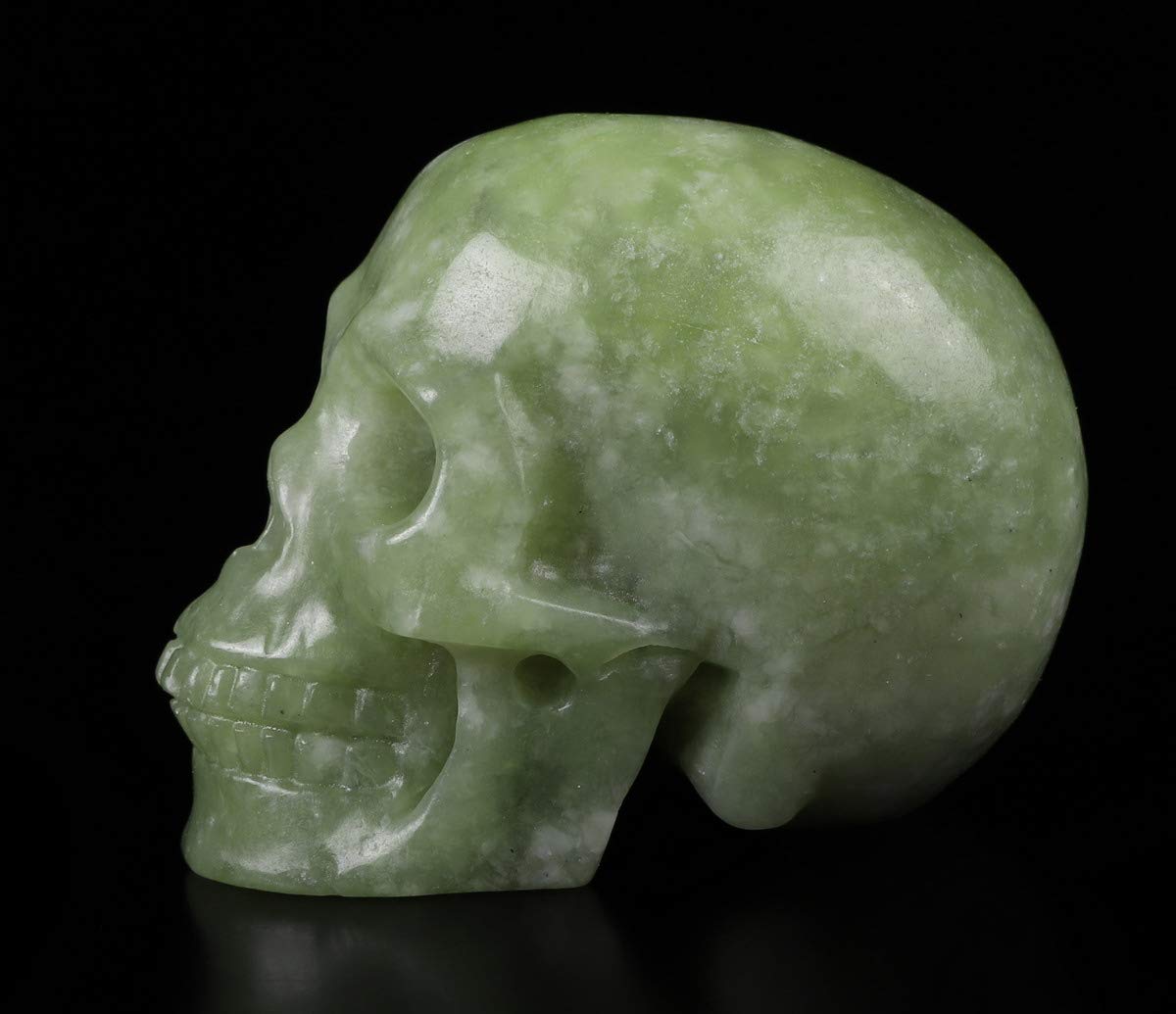 Skullis 2.0" Chinese Picasso Crystal Skull, Hand Carved Gemstone Fine Art Sculpture, Reiki Healing Stone Statue.1027